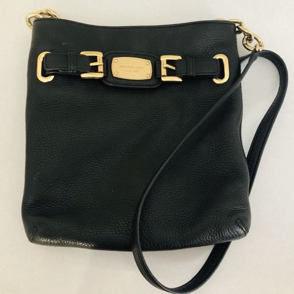 Micheal Kors Black Leather Messenger Bag - Picture 1 of 1